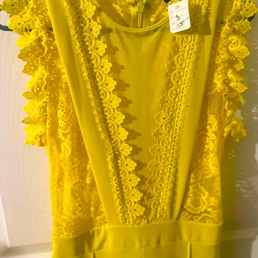 Golden Yellow lace top jumpsuit. Perfect for any formal occasion